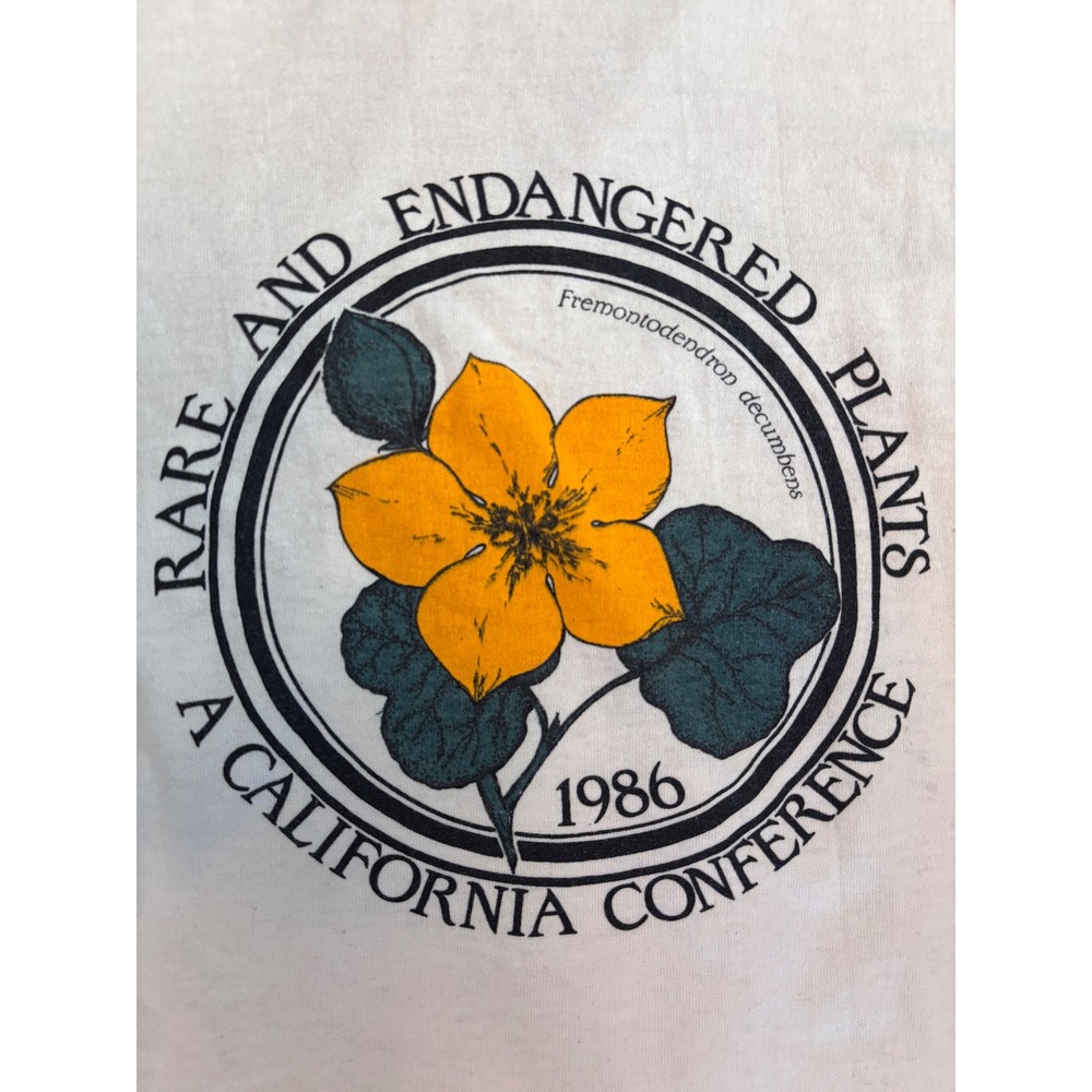 Vintage 1986 Rare and Endangered Plants California Conference Graphic Tee Cream
